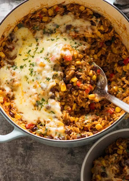 Mexican Ground Beef and Rice Casserole